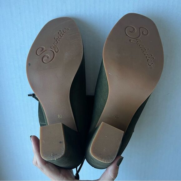 Seychelles Women’s Triple Threat Open Toe Booties in Olive ~ Size 8 & 1/2 - Picture 6 of 6